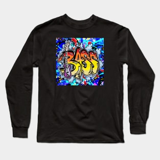 bass Art Graffiti Sticker Retro Pop Vintage Rainbow by LEG Long Sleeve T-Shirt